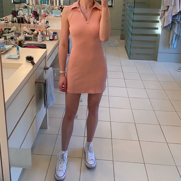 Sleeveless Knit Bodycon Polo Dress Wild 